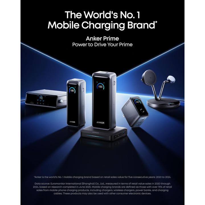 Actual product image Anker Prime Dual USB-C + USB-A Schnellladegerät Powerbank 20.000mAh Silber (20100 mAh, 220 W, 72.36 Wh)