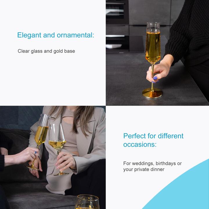 Produktbild Intirilife Champagner Sekt Glas 200 ml (20 cl, 4 Gläser, Sektgläser)