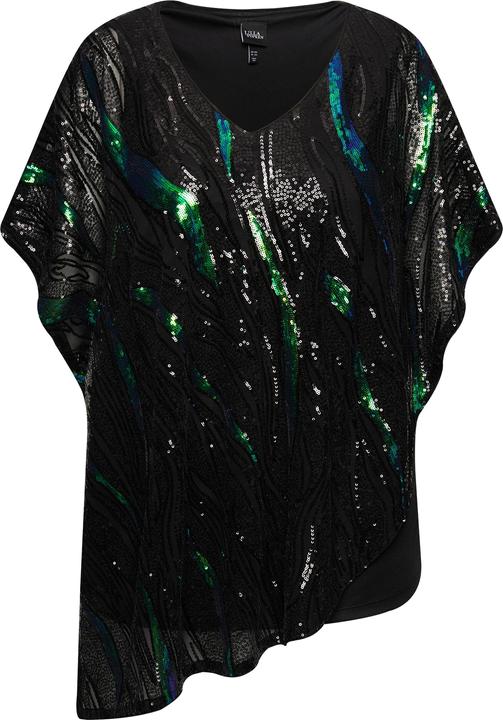 Image du produit Ulla Popken Blouse oversize doublée. Voile en mousseline à sequins (46, 48)