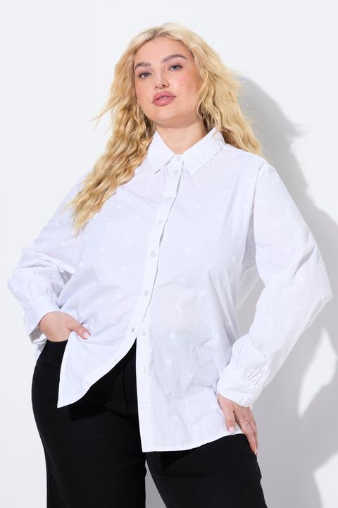 Immagine prodotto Ulla Popken Camicia, ricamo cuore, linea ad A, collo a camicia, manica lunga (46, 48)