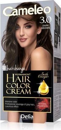 Delia Cosmetics Cameleo Permanente Haarfarbe Creme Dunkelbraun Intensive Farbe & Schutz 5 Öle + Omega Plus Säure (3.0 Dunkelbraun)