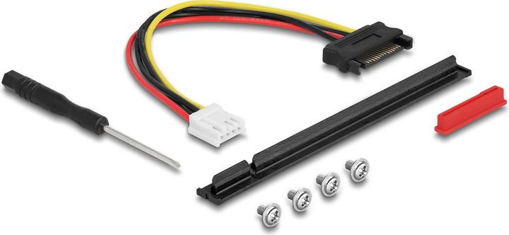Actual product image Delock M.2 Key A+E to PCIe x16 NVMe adapter angled with 20 cm cable