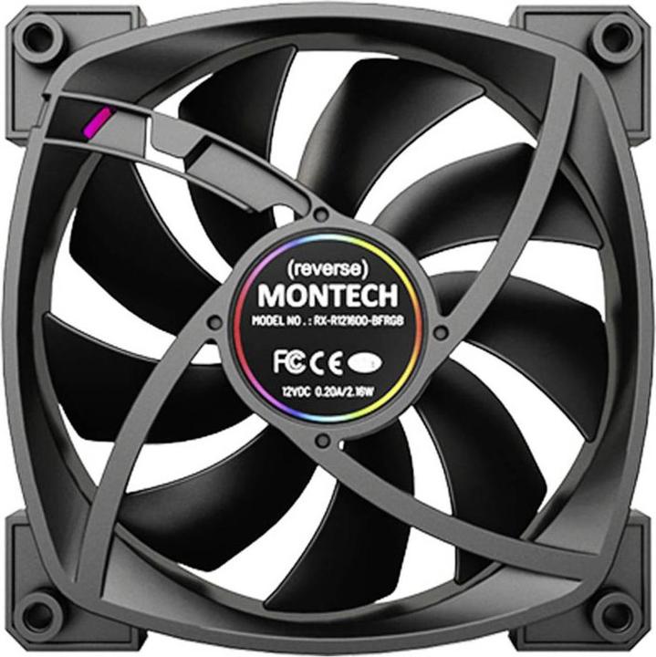 Produktbild Montech RX120 PWM ARGB Lüfter - 120mm, schwarz (120 mm, 1x)