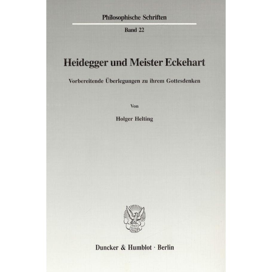 Heidegger und Meister Eckehart, Fachbücher von Holger Helting