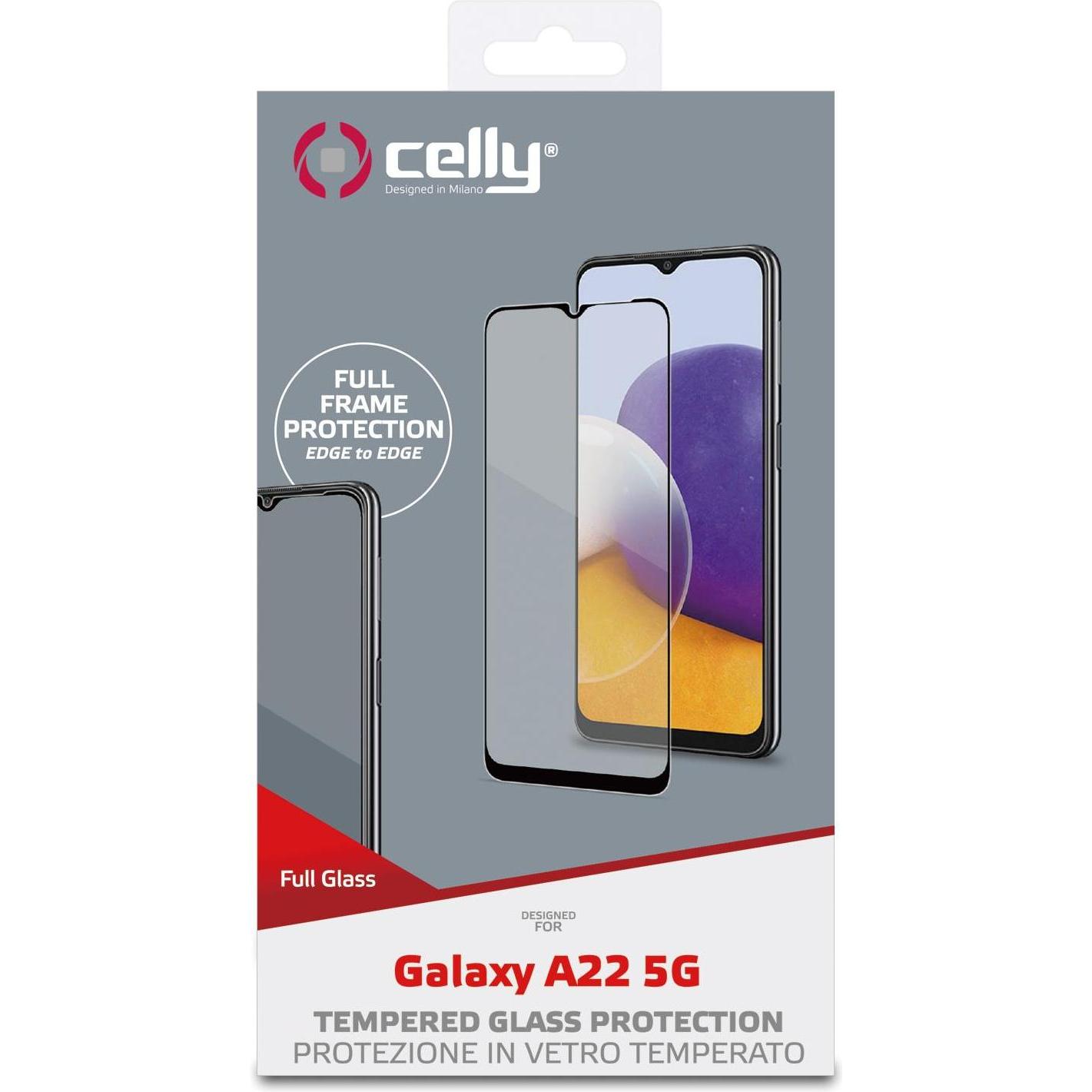 Celly Trasparente Vetro Pieno (1 Pz., Samsung Galaxy A22 5G), Pellicola Protettiva Smartphone,