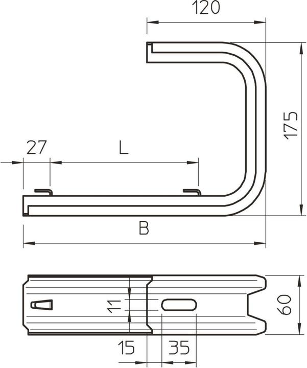 Immagine prodotto OBO Bettermann BETTERMA TPDG 245 FS Staffa a parete e a soffitto per passerella B2 TPDG245FS