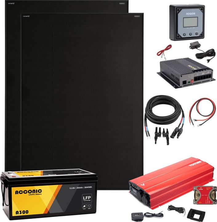 Produktbild Voltima Inselanlage 400Wp 2500W Wechselrechrichter und 300Ah Batterie (400 W)