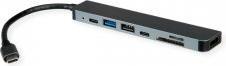 Produktbild Roline USB-C Dock HDMI+ 2xA+1xC 1xTF/SD+1xC PD 4K60 - Digital/Daten (USB-C, 7 Ports)