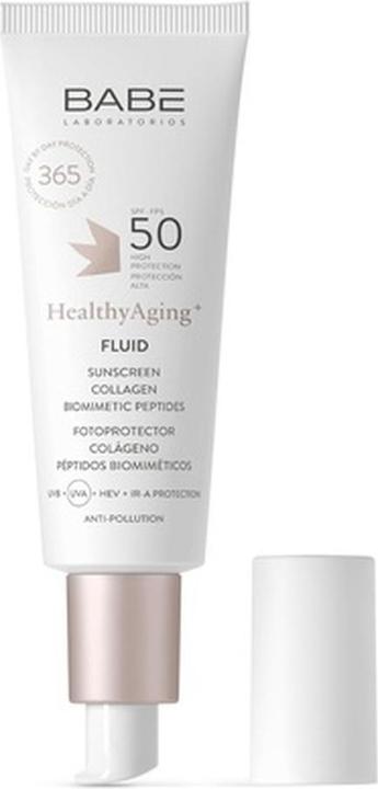 Actual product image Babe Baby-Labor HealthyAging+ Fluid SPF 50 Face Sunscreen Repairs and Corrects Elastic and Radiant Skin F (Sun cream face, SPF 50, 50 ml, 0.05 g)