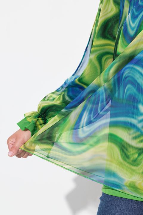 Produktbild Miamoda Bluse, Mesh mit Alloverdruck, weiter Langarm (50)