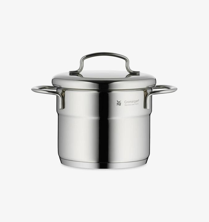 Produktbild WMF Kochtopf Fleischtopf Induktion 14cm klein Metalldeckel Mini Edelstahl 18/10 (14 cm, Kochtopf, Edelstahl)