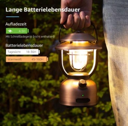 Actual product image Lepro LED Retro Camping-Laterne mit Powerbank-Funktion