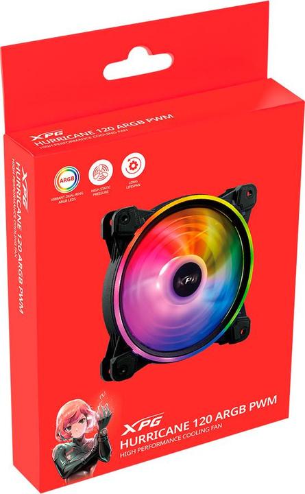 Produktbild XPG HURRICANE120ARGBPWM-BKCWW computer cooling system Computer case Fan Black, White (120 mm, 1x)
