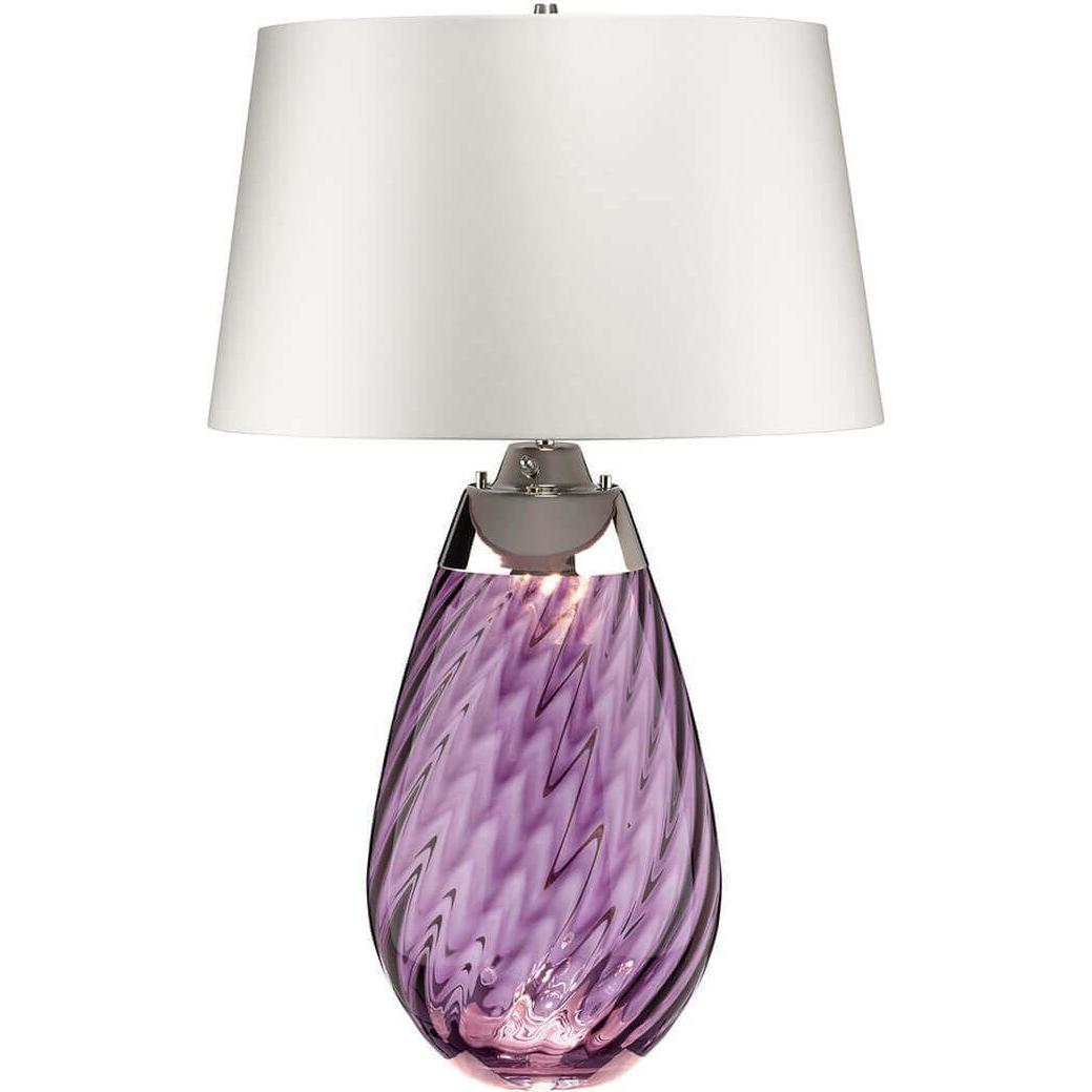 Elstead Lighting, Tischlampe, Lena Tischleuchte E27 74cm Pflaumenfarbenes Glas, Off-White-Farbton Grauweiss (620 lm, E27...