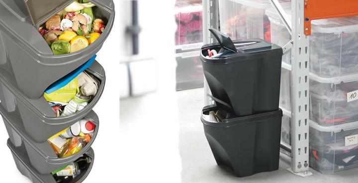 Actual product image Prosperplast Waste Separation Container Stone Grey Set4 25l