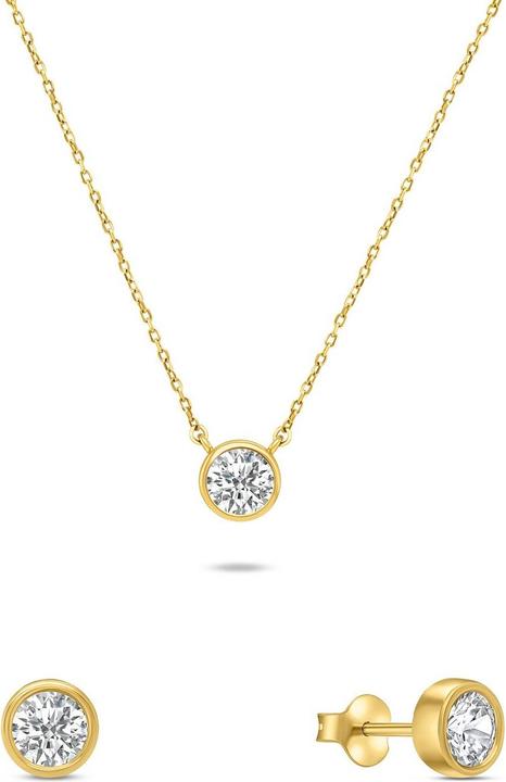 Immagine prodotto Brilio Argento - Set di gioielli moderni placcati in oro con zirconi SET220Y (orecchini, collana)