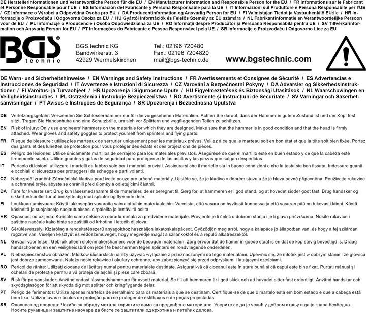 Image du produit BGS Marteau de serrurier (274 g)