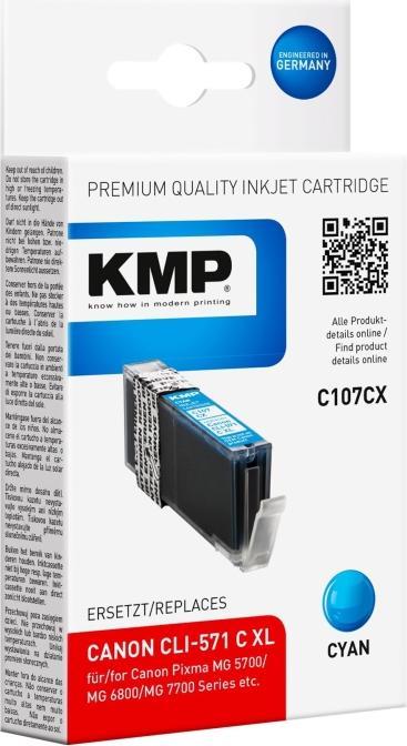 Immagine prodotto KMP C107CX Cartuccia d'inchiostro compatibile con Canon CLI-571 XL C (C)