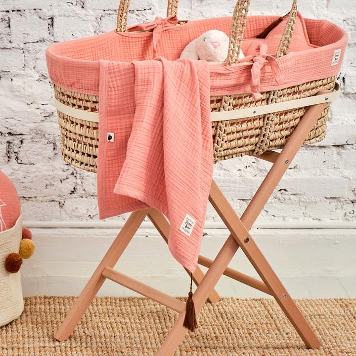 Image du produit Funnababy Textiles Couffin de Moïse en Mousseline - Corail - Rose - 85 cm