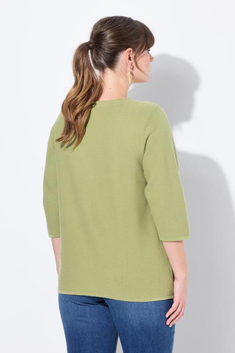 Image du produit Ulla Popken Cardigan à encolure en V et manches 3/4. Coton bio (42, 44)
