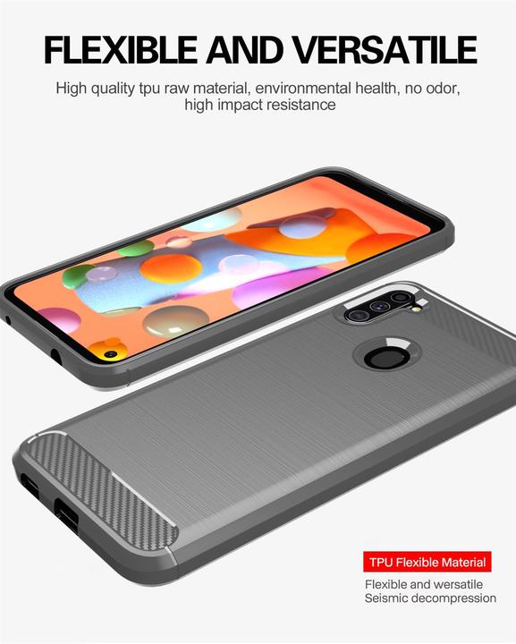 Actual product image Cadorabo TPU Ultra Slim carbon stainless steel Combi Cover (Samsung Galaxy A11, Samsung Galaxy M11)
