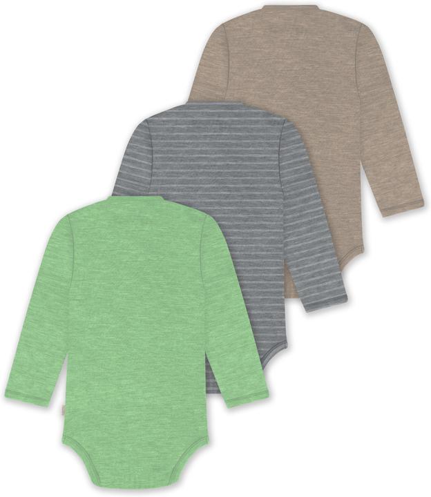 Actual product image Normani Set of 3 baby body wrap long sleeve toddler bodysuit made from merino wool - 9357 (74)