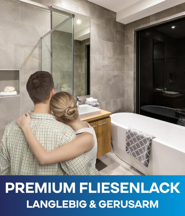 Produktbild Plid Fliesenlack Set 1,5l glänzend für ca. 16m² / Lackierset +0,5l Anlauger (Lichtgrau, 1.50 l)