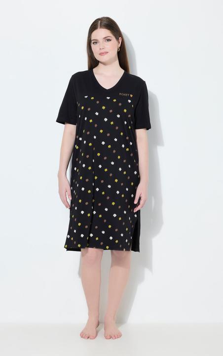 Produktbild Ulla Popken Bigshirt, Blüten, Stickerei, V-Ausschnitt, Halbarm (62)