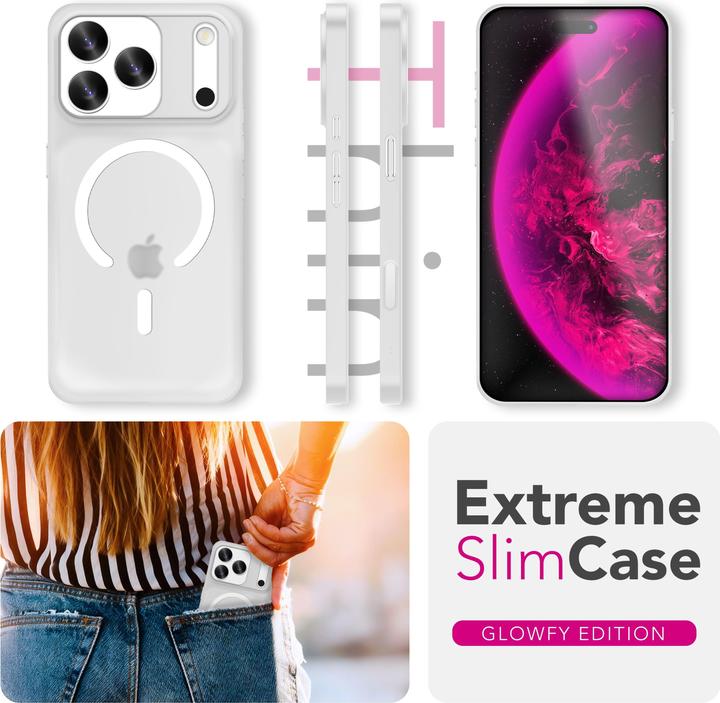 Image du produit Nalia MagSafe Cover "Thinix Glow" - 0,3mm Extrem Dünn, Leuchtender Magnet Ring - Ultra-Slim Hard Case (Apple iPhone 17 Pro Max)