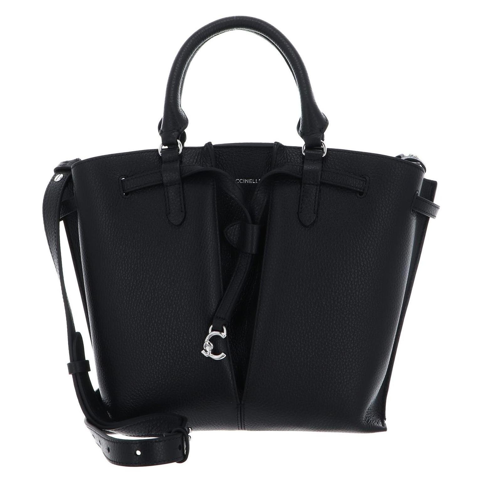 Coccinelle, Damen, Handtasche, Flores Handbag Grained Leather, Schwarz