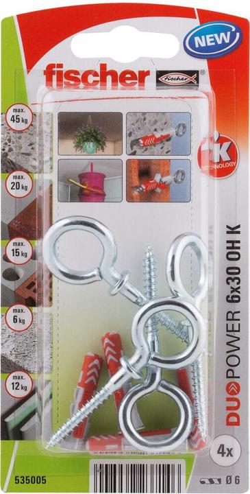 Produktbild Fischer SB Nylondübel Duopower mit Ösenhaken (4 Stk.)