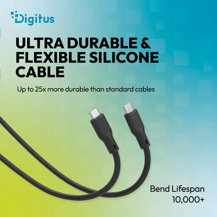 Produktbild Digitus USB Silikon Kabel, USB4 Version 2.0, USB 80Gbps, 1m, schwarz (1 m, USB 4 Version 2.0, 240 W)