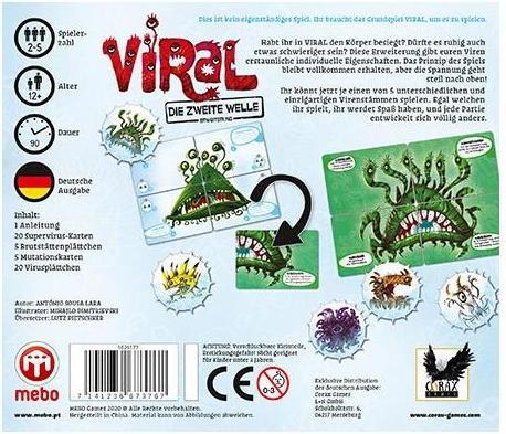 Immagine prodotto Corax Games 1026177 - Viral - Die 2. Welle, gioco da tavolo per 2 - 5 giocatori, età 12+ (estensione DE) (Tedesco)