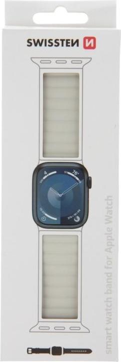 Actual product image Swissten Silicone Band for Apple Watch - Magnetic 42/44/45/49 mm White/Cappuccino (Silicone)
