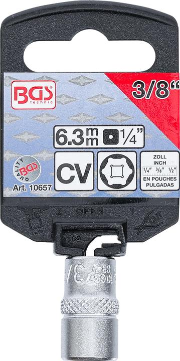 Produktbild BGS Steckschlüssel-Einsatz Sechskant Antrieb Innenvierkant 6,3 mm (1/4") SW 3/8" (3/8")