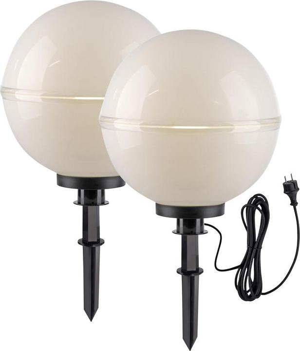 Just Light Kugelleuchte Gartenlampe 2er SET Erdspiess, weiss, spritzwasserschutz (E27, IP44)