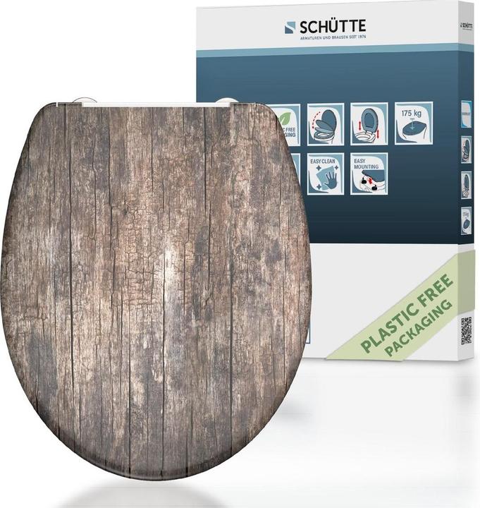 Actual product image Schütte WC seat Duroplast WC seat OLD WOOD Soft-close mechanism Quick Release 82368 Wood-effect