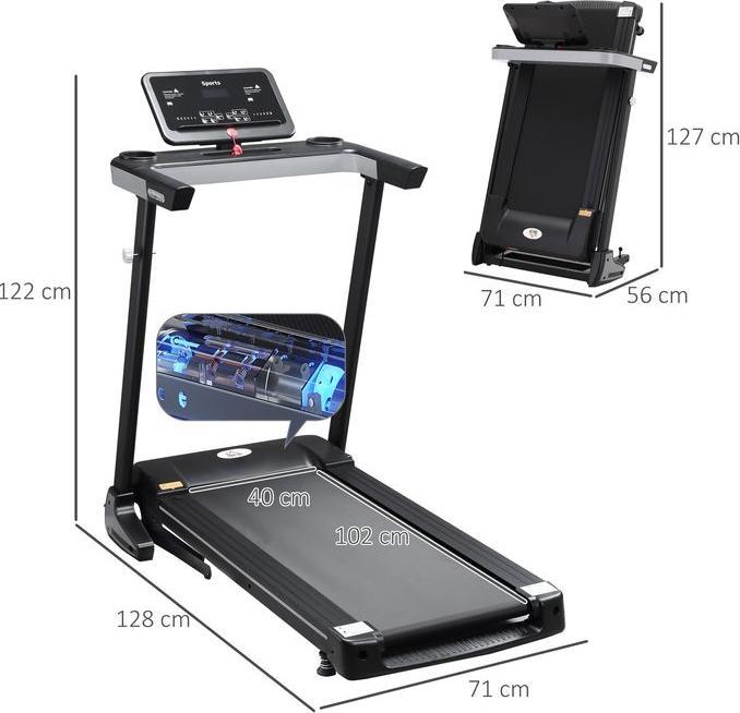 Produktbild Swisshandel24 motorisiertes Laufband für Zuhause Heimtrainer Fitnessgeräte Klappbar mit 12 Programmen und Handyhal