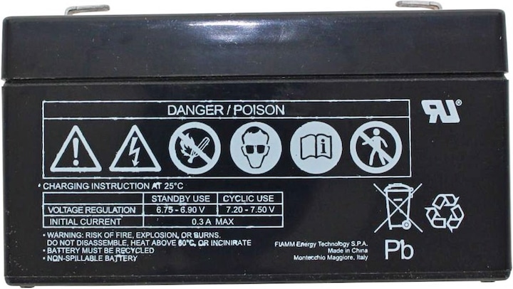 Actual product image Fiamm Battery FG10121 lead-gel battery 6 Volt, 1,2Ah (6 V, 1.20 Ah)
