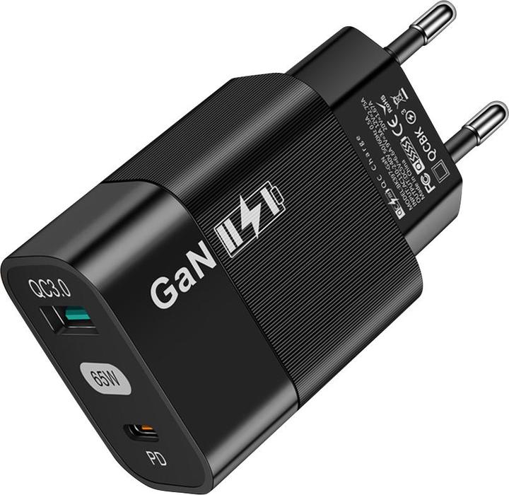 Produktbild Techsuit - Wall Charger (CHPD131) - GaN, USB, Type-C, Fast Charge, 65W - Black (65 W)
