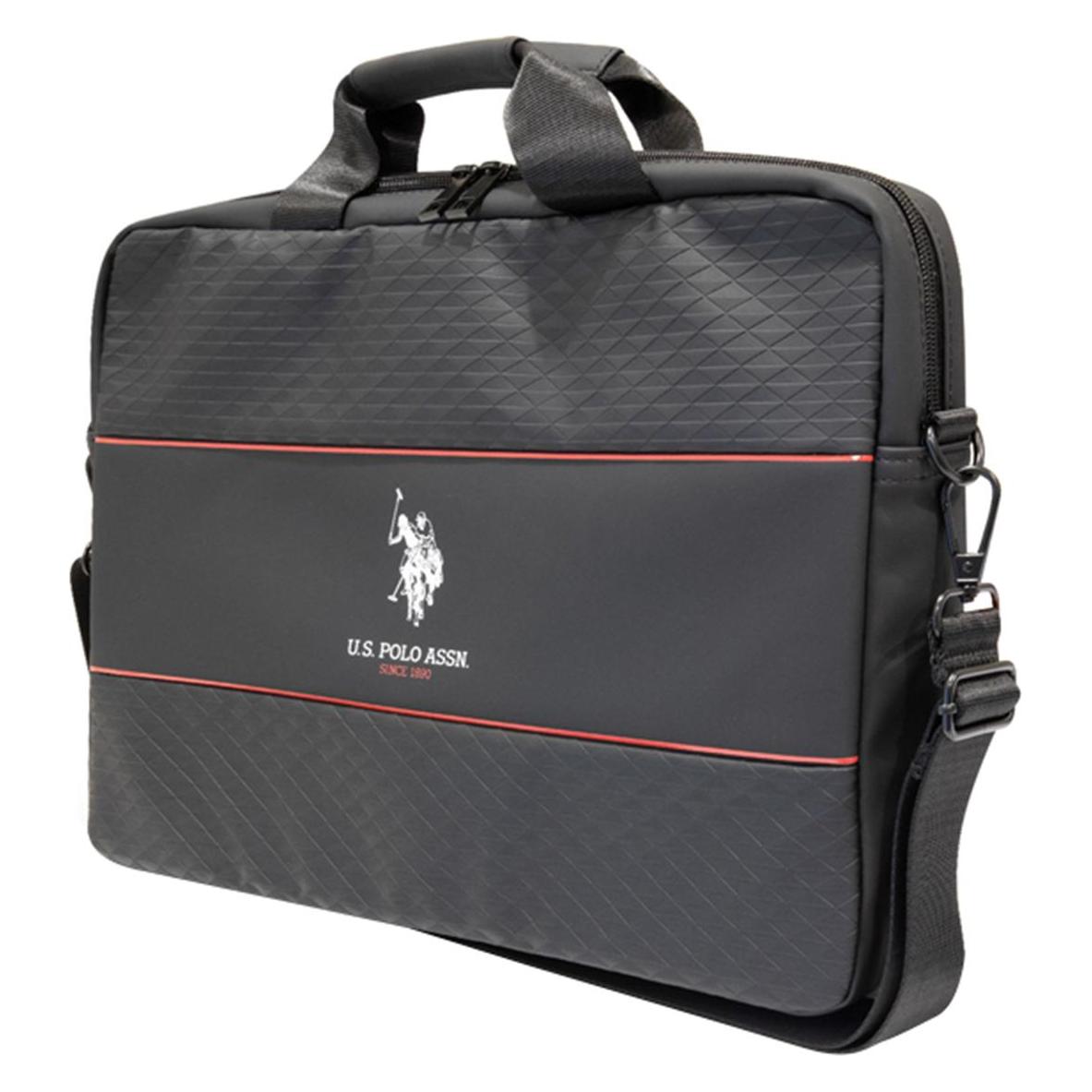 U.S. Polo Laptoptasche 15" Computer, Middle Stripe (15.40"), Notebooktasche, Schwarz