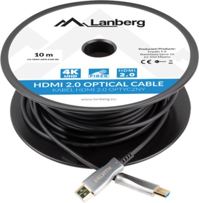 Image du produit Lanberg CABLE HDMI CABLE HDMI M/M V2.0 10M OPTYCZNY AOC CZARNY CA-HDMI-20FB-0100-BK (10 m, HDMI, 2.0)
