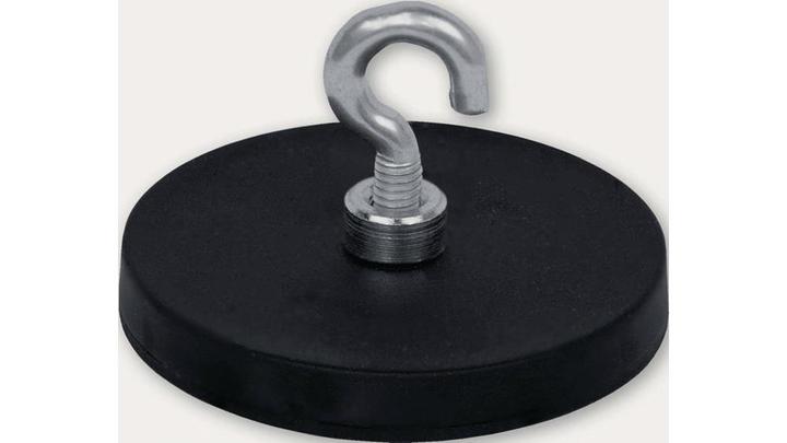 Actual product image Eichner Neodymium magnet Ø 43 mm rubberised magnet, with hook Ø 6.4 mm (5 x)