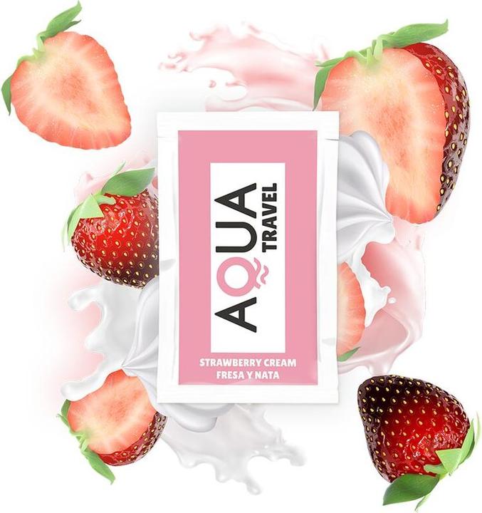 Image du produit Aqua Travel Strawberry Creme Flavour Lubrifiant à Base D'Eau - 6 ml (6 ml)