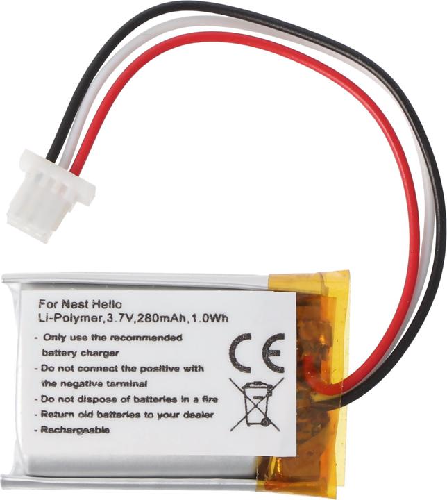 Produktbild XCell Akku passend für Nest Hello Smart Wi-Fi Video Doorbell, NC5100US, Li-Polymer, 3,7V, 280mAh, 1,0Wh (280 mAh)
