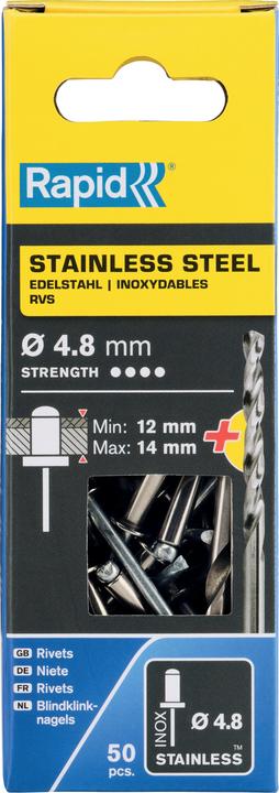 Produktbild Rapid Edelstahl Blindniete Ø 4,8 x 18 mm