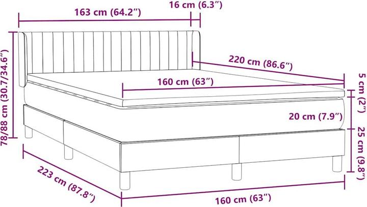 Produktbild vidaXL Boxspringbett (160 x 220 cm)