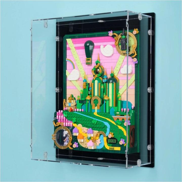 Produktbild iDisplayit Acryl-Wand-Display für LEGO® 75685 Emerald City Wandkunst (Mit schwarzem Hintergrund)