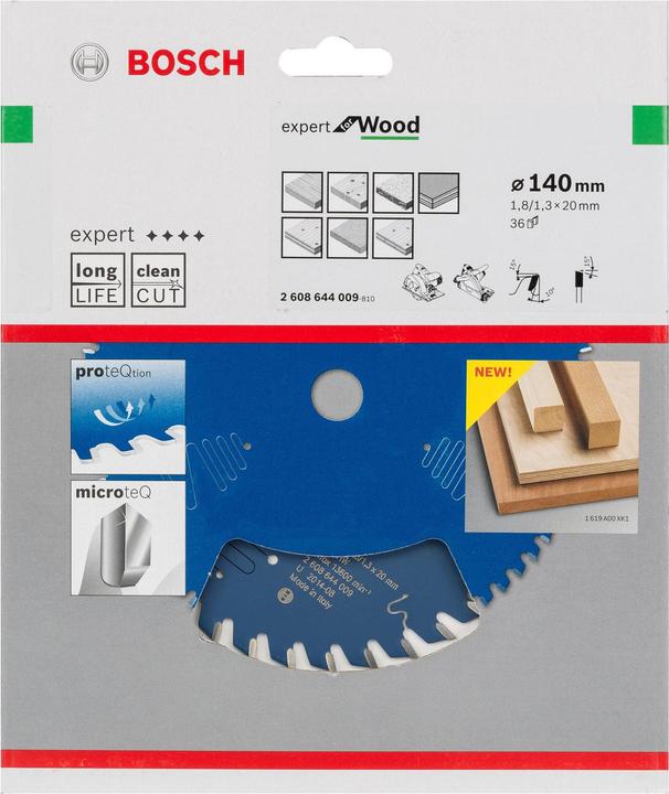 Produktbild Bosch Professional Zubehör Kreissägeblatt Expert for Wood, 140 x 20 x 1,8 mm, 36