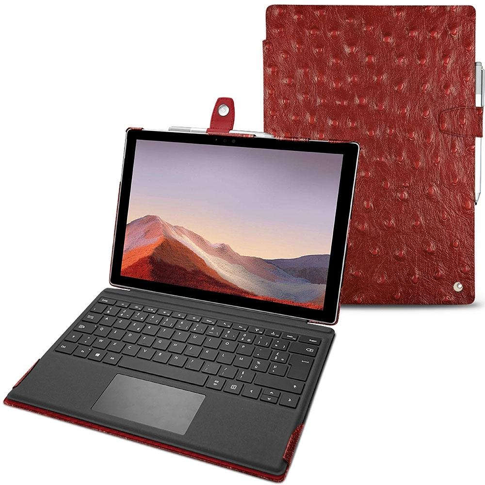 Noreve Lederschutzhülle (Microsoft Surface Pro 7), Tablet Hülle, Rot